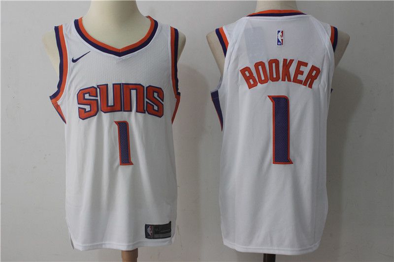 2017 Men Phoenix Suns 1 Booker Nike White NBA Jerseys